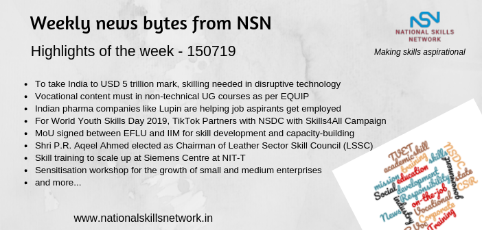News Bytes from NSN – Quick updates on Skill Development and Vocational Training – 150719